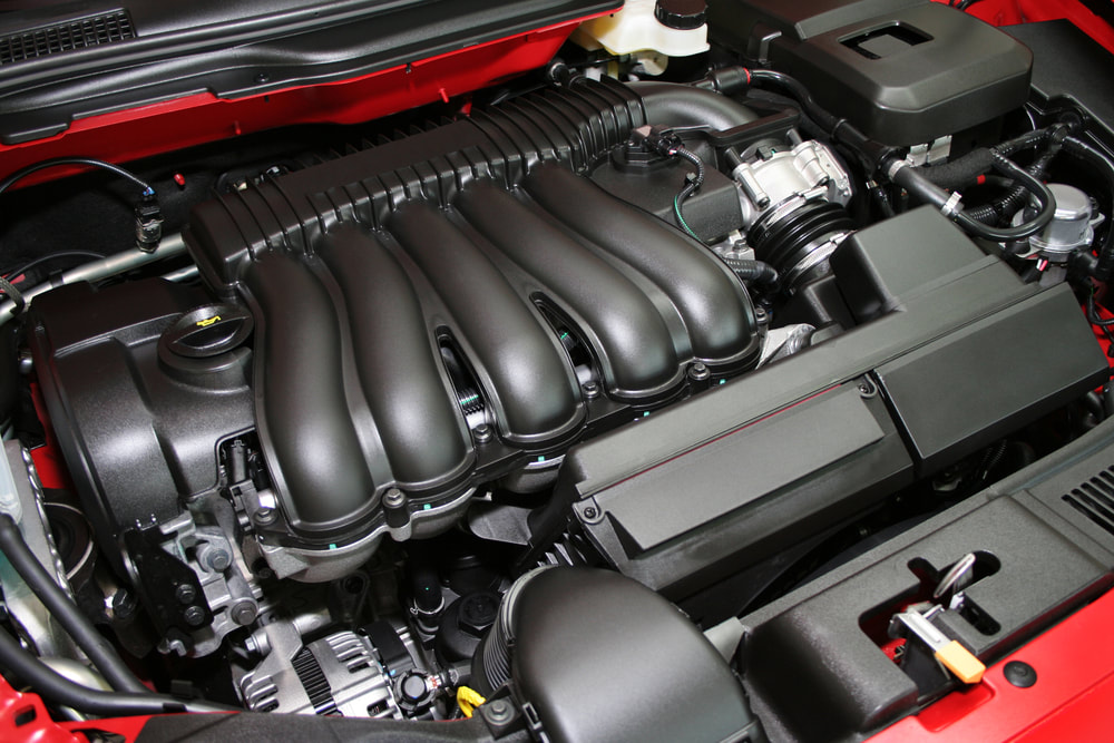 Detailed Engine Bay in Red Car